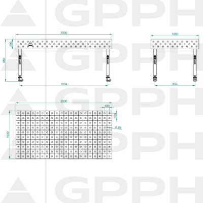 Stół spawalniczy GPPH ECO 8mm - 2000 x 1000 mm