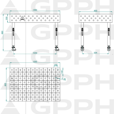Stół spawalniczy GPPH ECO 8mm - 1200 x 800 mm