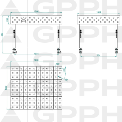 Stół spawalniczy GPPH ECO 8mm - 1200 x 1000 mm