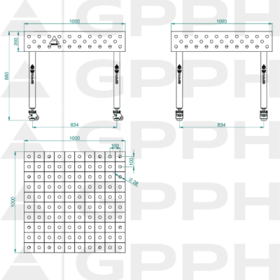 Stół spawalniczy GPPH ECO 8mm - 1000 x 1000 mm