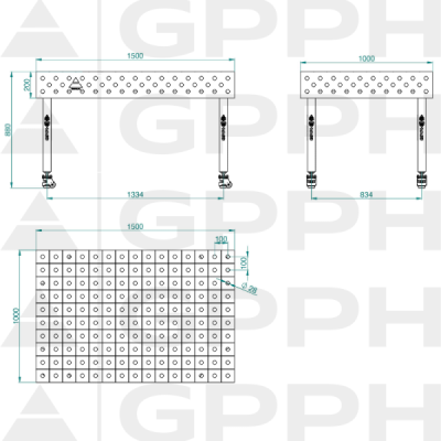 Stół spawalniczy GPPH ECO 8mm - 1500 x 1000 mm