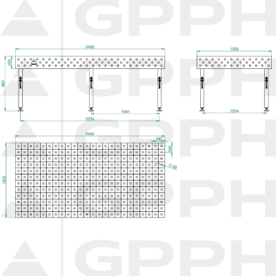 Stół spawalniczy GPPH ECO 8mm - 2400 x 1200 mm