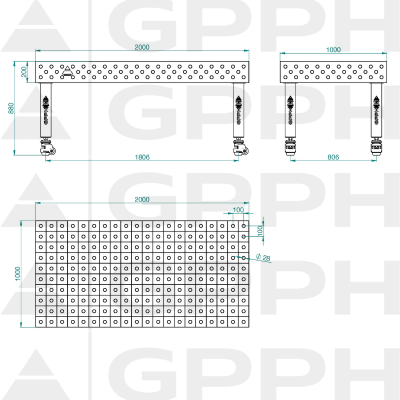 Stół spawalniczy GPPH PRO 2000 x 1000 mm